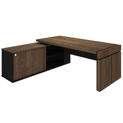 Mesa Diretor com Conect III Charuto/Preto - Artany Móveis