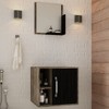 Armário de Banheiro 1 Porta 2 Prateleiras com Espelho Carvalho Dark/Preto ônix 14699 - Compace