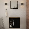 Armário de Banheiro 1 Porta 2 Prateleiras com Espelho Carvalho Dark/Preto ônix 14699 - Compace
