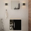 Armário de Banheiro 1 Porta 2 Prateleiras com Espelho Snow/Preto ônix 14699 - Compace