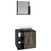 Armário de Banheiro com Cuba e Espelho Soft 1 Porta Preto ônix/Carvalho Dark 13684 - Compace
