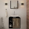 Armário de Banheiro com Cuba e Espelho Soft 1 Porta Preto ônix/Carvalho Dark 13684 - Compace