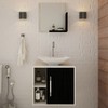 Armário de Banheiro com Cuba e Espelho Soft 1 Porta Snow/Preto ônix 13684 - Compace