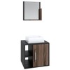 Armário de Banheiro com Cuba e Espelho Soft 1 Porta 2 Prateleiras Preto ônix/Nogal 13685 - Compace