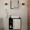 Armário de Banheiro com Cuba e Espelho Soft 1 Porta 2 Prateleiras Preto Onix/Snow 13685 - Compace