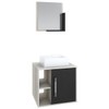 Armário de Banheiro com Cuba e Espelho Soft 1 Porta 2 Prateleiras Snow/Preto ônix 13685 - Compace