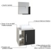 Armário de Banheiro com Cuba e Espelho Soft 1 Porta 2 Prateleiras Snow/Preto ônix 13685 - Compace