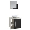 Armário de Banheiro com Cuba e Espelho Soft 1 Porta 2 Prateleiras Snow/Preto ônix 13686 - Compace