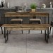 Mesa de Madeira Tub com 1 Banco Carvalho Dark/Preto - Compace