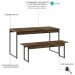 Mesa de Madeira Tub com 1 Banco Carvalho Dark/Preto - Compace