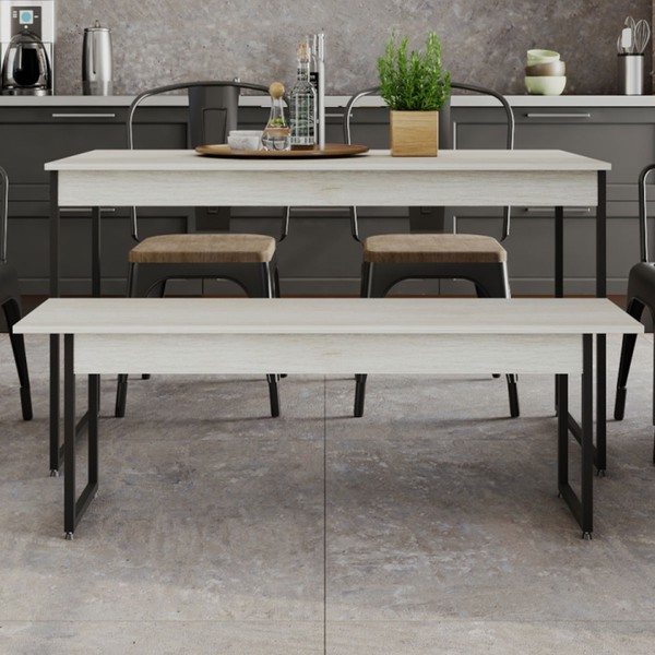 Mesa de Madeira Tub com 1 Banco Snow/Preto - Compace