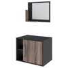 Armário de Banheiro 1 Porta 2 Prateleiras com Espelho Preto ônix/Nogal 14700 - Compace