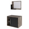 Armário de Banheiro 1 Porta 2 Prateleiras com Espelho Carvalho Dark/Preto ônix 14700 - Compace