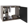 Armário de Banheiro 1 Porta 2 Prateleiras com Espelho Carvalho Dark/Preto ônix 14700 - Compace