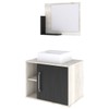 Armário de Banheiro com Cuba e Espelho 1 Porta 2 Prateleiras Snow/Preto ônix 13687 - Compace