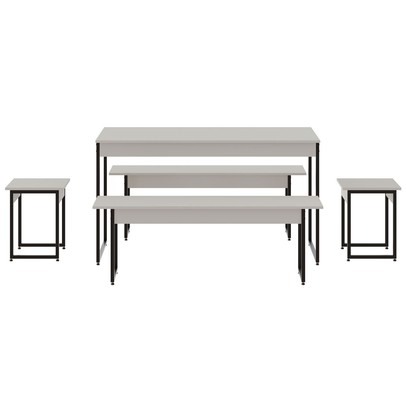 Mesa de Jantar 6 Lugares Branco Chess/Preto - Compace