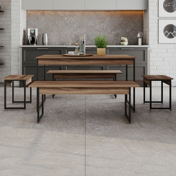 Mesa de Jantar 6 Lugares Nogal/Preto - Compace