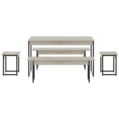 Mesa de Jantar 6 Lugares Snow/Preto  - Compace