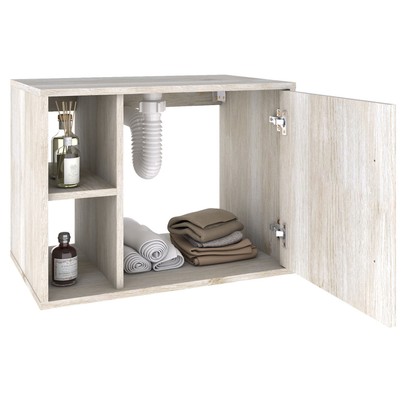 Armário de Banheiro com Cuba e Espelho 1 Porta 2 Prateleiras Snow 13689 - Compace