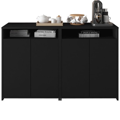 Armário para Escritório 4 Portas Preto 5676 - Artany Móveis