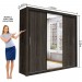 Guarda-Roupa Casal 3 Portas de Correr com Espelho 4 Gavetas Isabela Luxo Malbec - Carioca Móveis