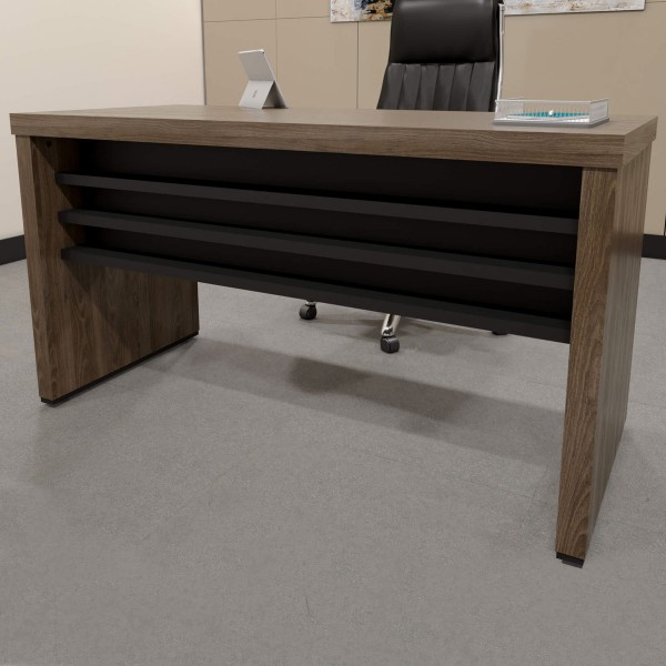 Escritório Completo 3 Gavetas Charuto/Preto - Artany Móveis