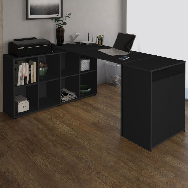 Escritório Completo Home Office 2 Portas 8 Nichos Preto - Artany Móveis