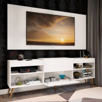 Rack com Painel para TV Até 60 Polegadas Milão 1 Porta 2 Prateleiras Branco - Panorama Móveis