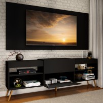 Rack com Painel para TV Até 60 Polegadas Milão 1 Porta 2 Prateleiras Preto - Panorama Móveis