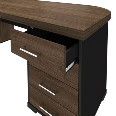 Mesa para Escritório com Apoio 4 Gavetas 6106 Charuto/Preto - Artany Móveis