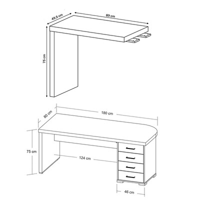 Mesa para Escritório com Apoio 4 Gavetas 6106 Charuto/Preto - Artany Móveis