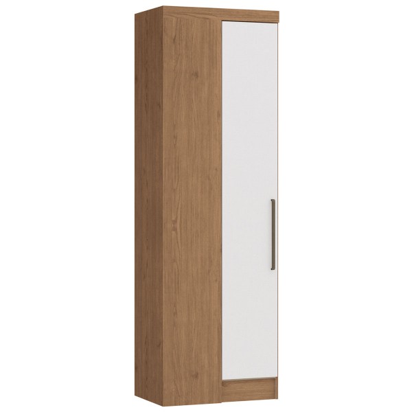 Guarda-Roupa Solteiro Modulado Infinity 1 Porta 2 Prateleiras Macadâmia/Branco Line/Boucle - Móveis Castro