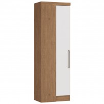 Guarda-Roupa Solteiro Modulado Infinity 1 Porta 2 Prateleiras Macadâmia/Branco Line/Boucle - Móveis Castro