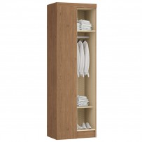 Guarda-Roupa Solteiro Modulado Infinity 1 Porta 2 Prateleiras Macadâmia/Branco Line/Boucle - Móveis Castro