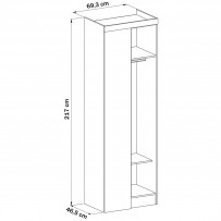 Guarda-Roupa Solteiro Modulado Infinity 1 Porta 2 Prateleiras Macadâmia/Branco Line/Boucle - Móveis Castro
