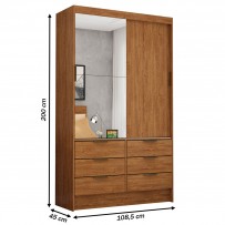 Guarda-Roupa Solteiro Sevilha 2 Portas 6 Gavetas Freijo - Carioca Móveis