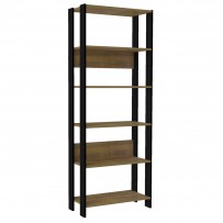 Estante para Livros Flórida 5 Prateleiras Pinho/Preto - Pnr Móveis