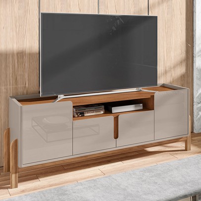 Rack para TV Até 60 Polegadas Lizz 4 Portas Off White/Cedro - Casa D