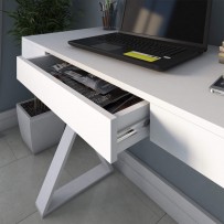 Escritório Completo Home Office 1 Gaveta 8 Prateleiras Branco - Artany Móveis