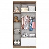Guarda-Roupa Infantil Pique-Esconde 3 Portas 2 Gavetas Rústico/Branco - Henn