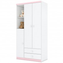 Guarda-Roupa Infantil Pique-Esconde Flex 3 Portas 2 Gavetas Branco/Rosa Chá - Henn