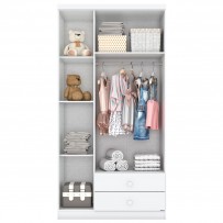 Guarda-Roupa Infantil Pique-Esconde Flex 3 Portas 2 Gavetas Branco/Rosa Chá - Henn