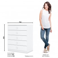 Cômoda Infantil Pique-Esconde 5 Gavetas Branco - Henn