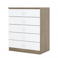 Cômoda Infantil Pique-Esconde 5 Gavetas Rústico/Branco - Henn