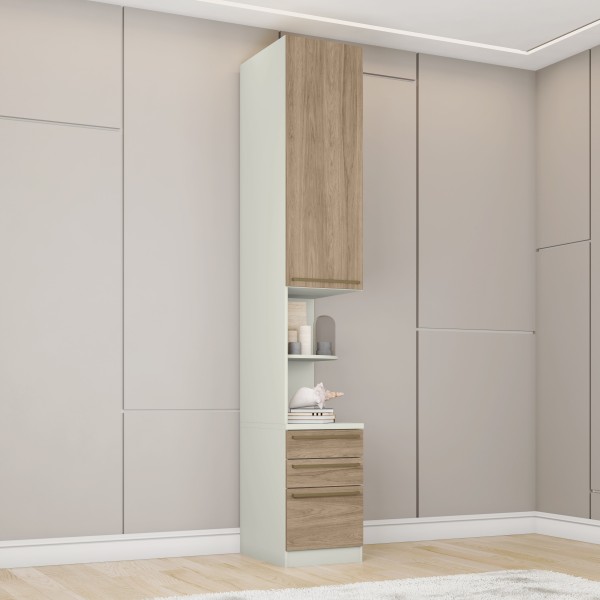 Guarda-Roupa Solteiro Modulado Predileto 1 Porta 3 Gavetas Areia Hp/Jequitiba - Henn