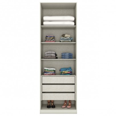 Guarda-Roupa Solteiro Modulado 80 Cm Predileto 2 Portas 3 Gavetas Areia Hp/Jequiti - Henn