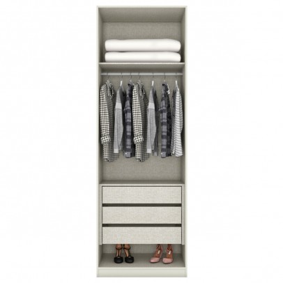 Guarda-Roupa Solteiro Modulado 80 Cm Predileto 2 Portas 3 Gavetas Areia Hp/Jequiti - Henn