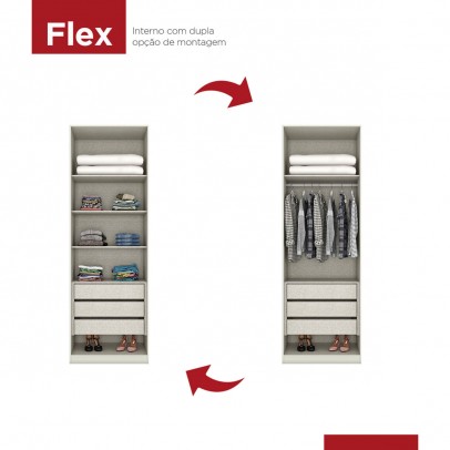 Guarda-Roupa Solteiro Modulado 80 Cm Predileto 2 Portas 3 Gavetas Areia Hp/Jequiti - Henn