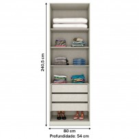 Guarda-Roupa Solteiro Modulado Predileto 2 Portas 3 Gavetas com Espelho Areia Hp - Henn