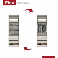 Guarda-Roupa Solteiro Modulado Predileto 2 Portas 3 Gavetas com Espelho Areia Hp - Henn